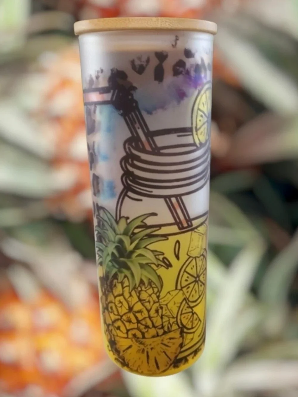 Sweet SUMMER time 20oz Gradient Yellow Glass Tumbler with duo lids 🎉sale